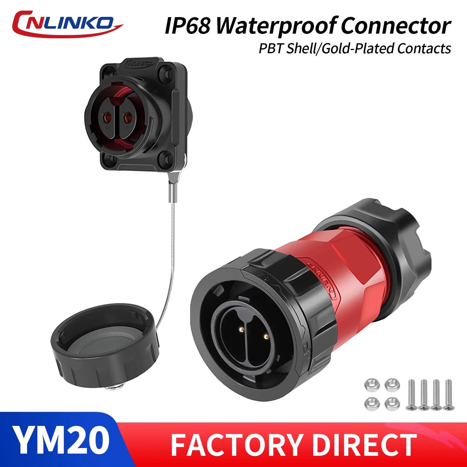 CNLINKO M20 Waterproof Circular Connector Solder Type Male Plug+Female Panel Mount Socket for Ship Deck, Navigation & Marine