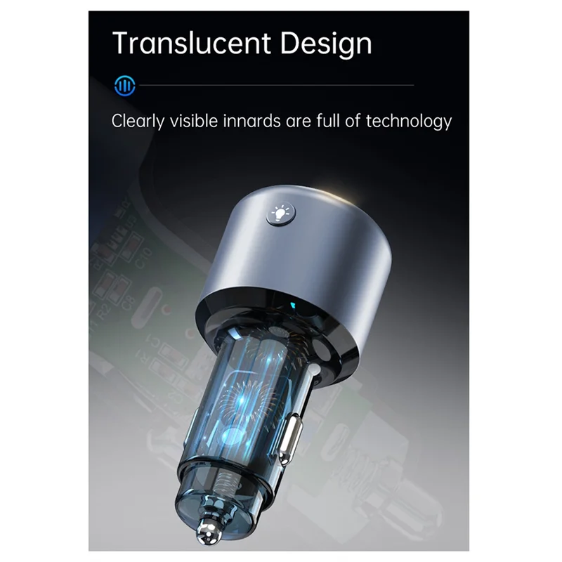 

BC89 Car Fast Charging 5.3 Bluetooth FM Transmitter QC18W Charger PD30W Translucent-New