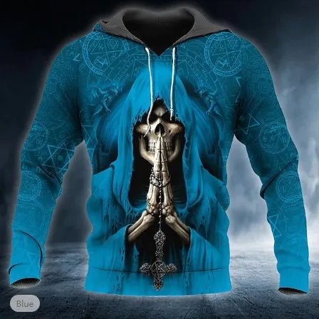 2023 New Men's Skull Hoodie Sweatshirts 3D print Head Pattern Hooded Pullover Autumn Fashion Casual Sweatshirt - Image 5