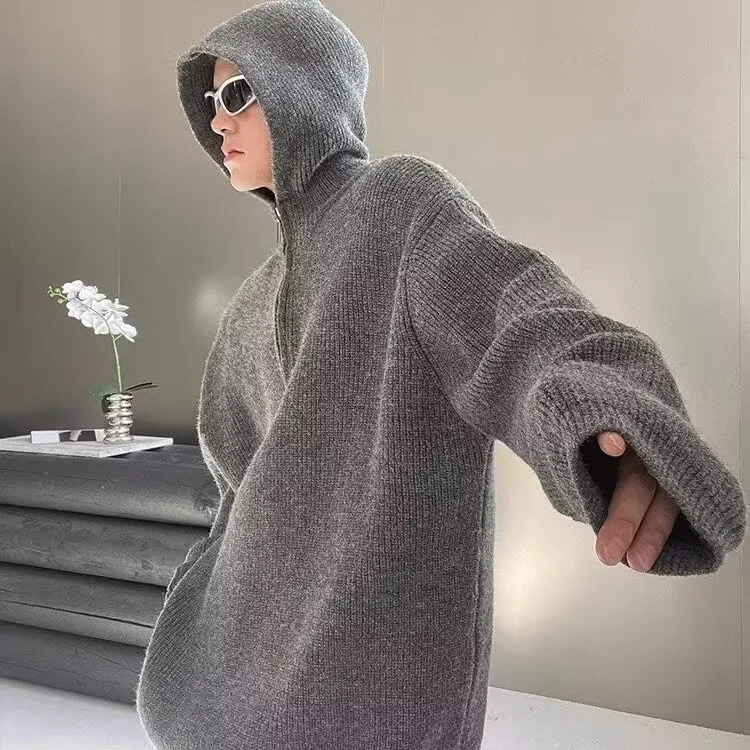 

Faionable Loose Fit Men's round Ne Knitwear Autumn Winter Casual Sle plus Size Zipper Design Comfortable Breathable Swe...