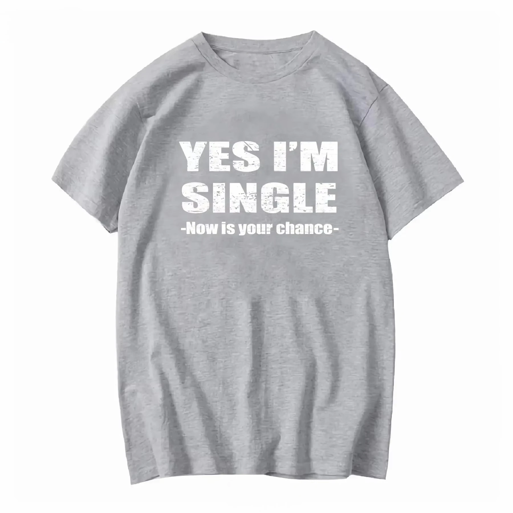 Yes I'm Single Funny Quote Print T-Shirt Men Retro Humor Inspired Graphic Print Casual Short Sleeve Cotton Streetwear Tee Tops.