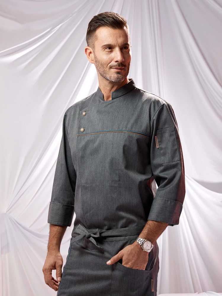 Veste de Chef blanche à manches longues, uniforme de cafétéria, chemise de cuisine de Restaurant, de cuisine d'hôtel, vêtements de travail respirants, manteau de restauration