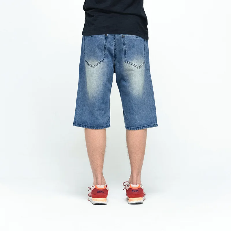 Skateboard Pants Men's Loose Calf-Length Pants Baggy Jeans Medium Pants Hip Hop Trendy Men's Thin Style Denim Jeans