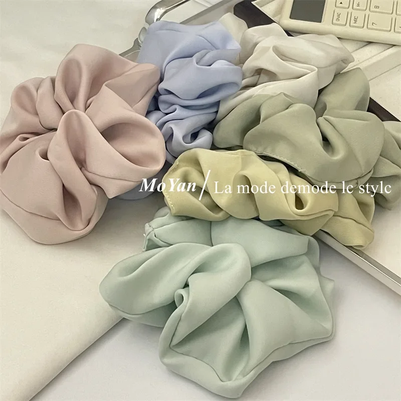 Korean Version Small Fresh Texture Satin Large Scrunchie Sweet 100 Bypass Hair Flower Rope Tie Hair Accessories for Girls