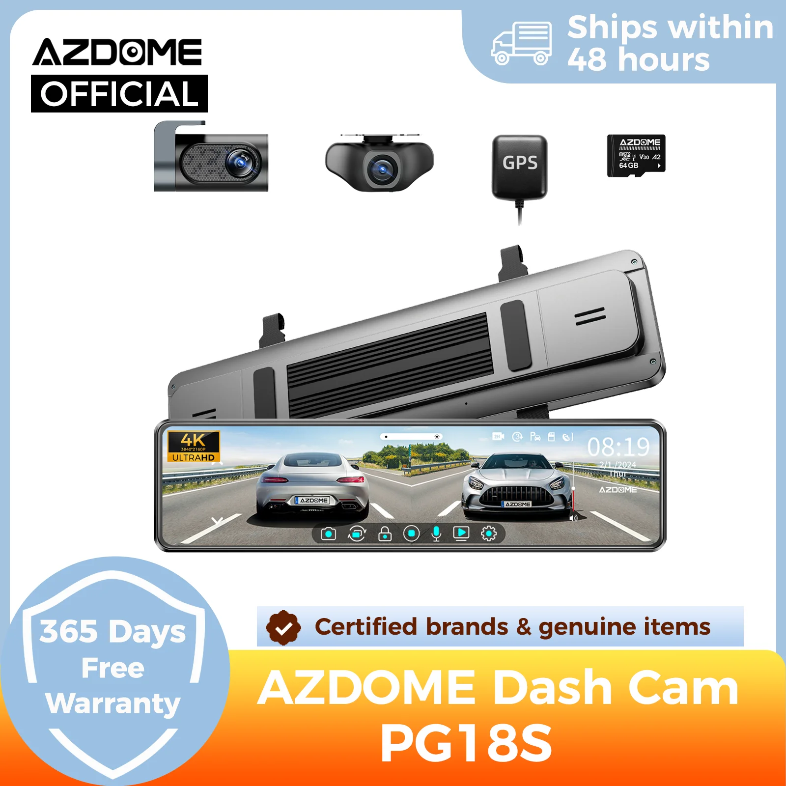 AZDOME Dash Cam PG18S 12