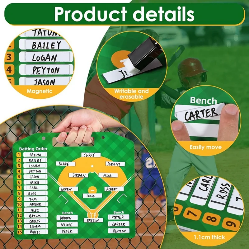 Planche de Baseball Magnétique Réutilisable pour Entraînement, Effacement à Sec