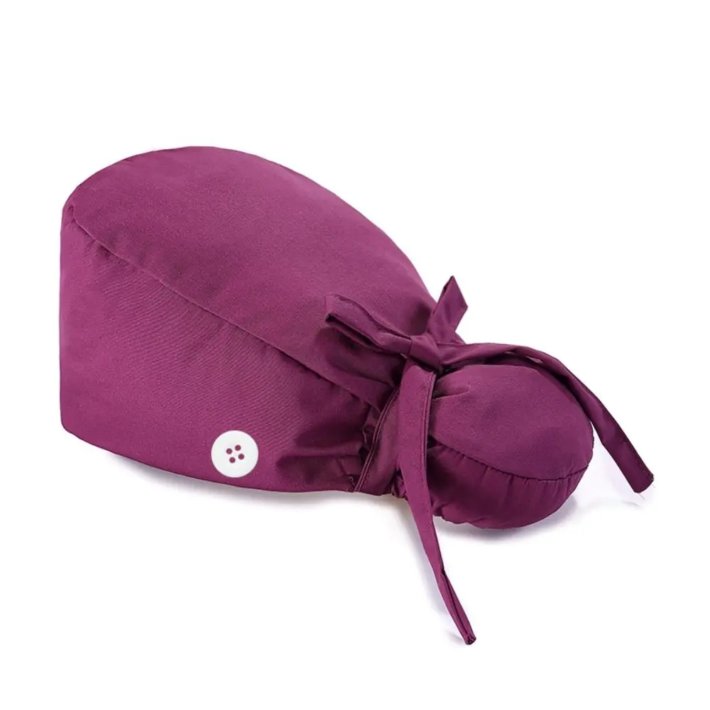 

Adjustable Surgical Scrub Caps With Buttons Ponytail Holder Doctor Nurse Caps Bouffant Long Hair Turban Hats Women & Men