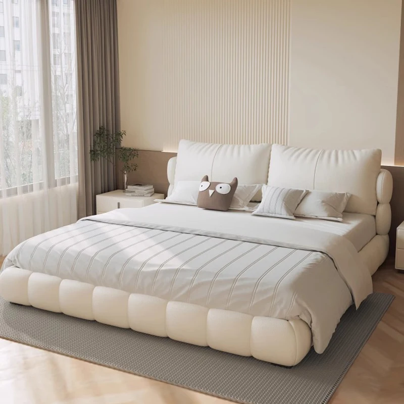 

Leather Luxury Design Bed Double Girls Safe Modern European Bed Headboards Bedroom Letto Matrimoniale Lounge Suite Furniture