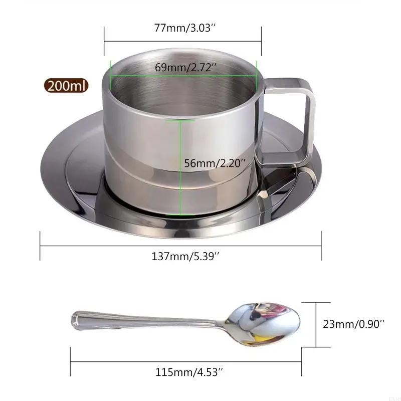 KX4B Espresso Coffee Cups Материал из нержавеющей стали двойные стенки изолированные кофейные кружки