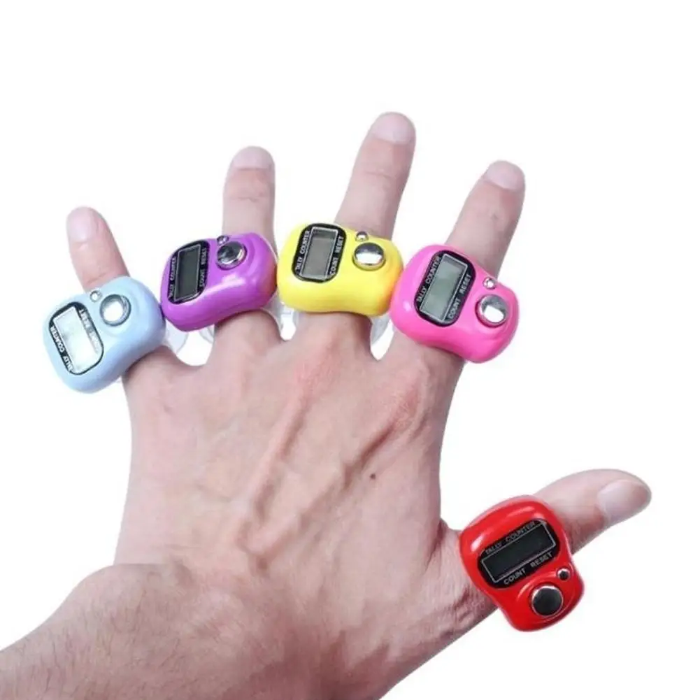 Random Color Finger Counter Digital LED Electronic Handheld Tally Counter Clicker Finger Golf Digit Stitch Marker