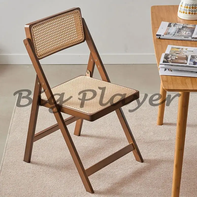 

Stackable Dining Chairs Wood Folding Dining Room Chair Woven Seat Kitchen Balcony Furniture Sillas Para Comedor Patio Chair