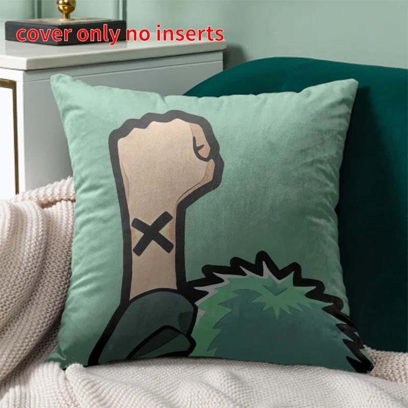 1pc Anime Green Hair Fist Pillow Cover, Polyester 2D Double-Sided Print, Cool Cartoon Character Art, Anime Fan Home & Car Decor
