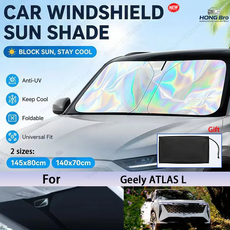 For Geely ATLAS L Foldable Front Windshield Sun Shade UV Reflective Sun Protection Cover Car Interior Accessories