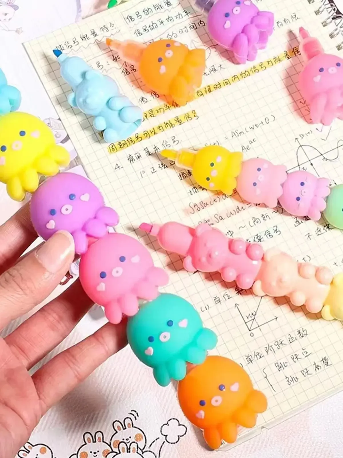 

1pc 5-in-1 Octopus Shaped Highlighter Set - Unique and Fun Marker Pens with Adorable Octopus Design, Perfect for Labeling