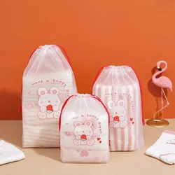 3pcs/set Cute PVC Waterproof Transparent Frosted Drawstring Bag Outdoor Travel Storage Bag Portable Cosmetic Toiletries Wash Bag