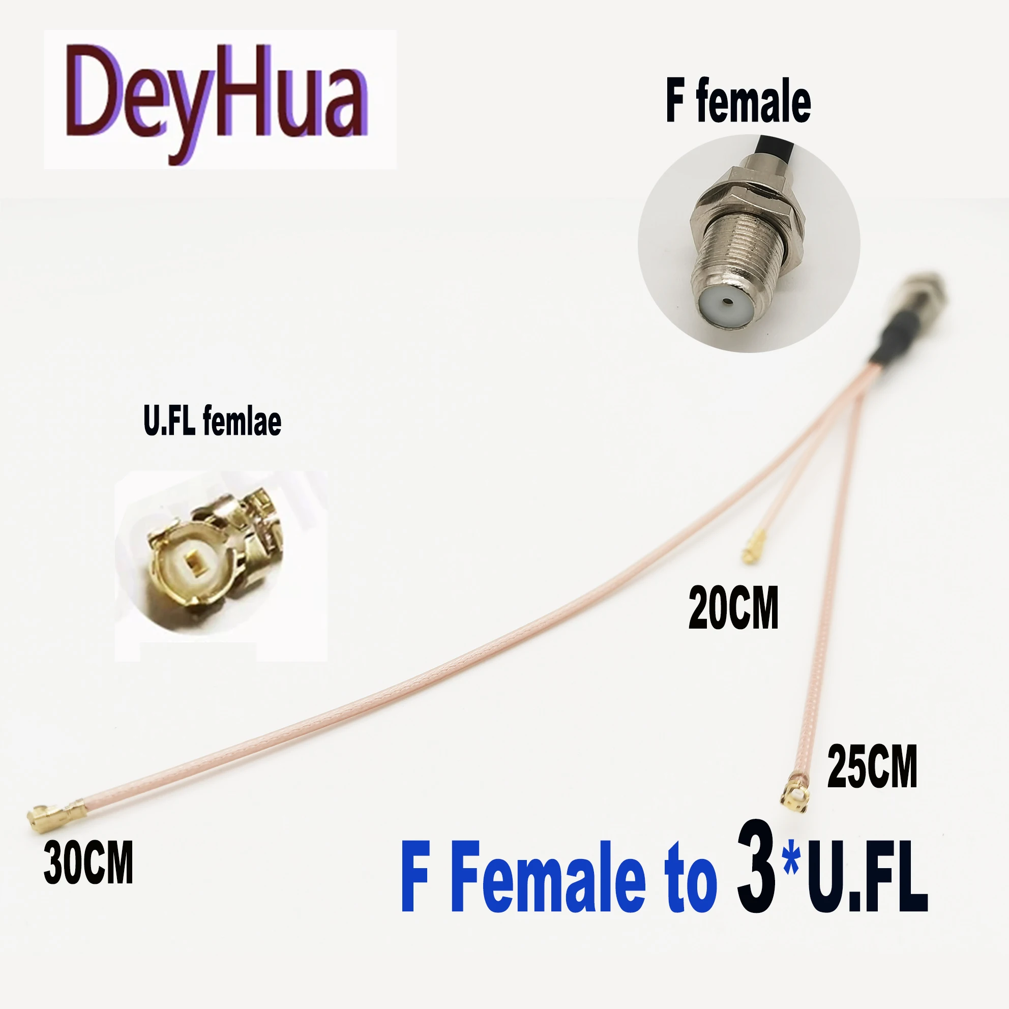 2/10PCS F female Splitter Cable F Female to 3 u.FL  UFL 1 Female Jack 3-Way Pigtail WIFI Antenna Extension Cord Jumper Adapte