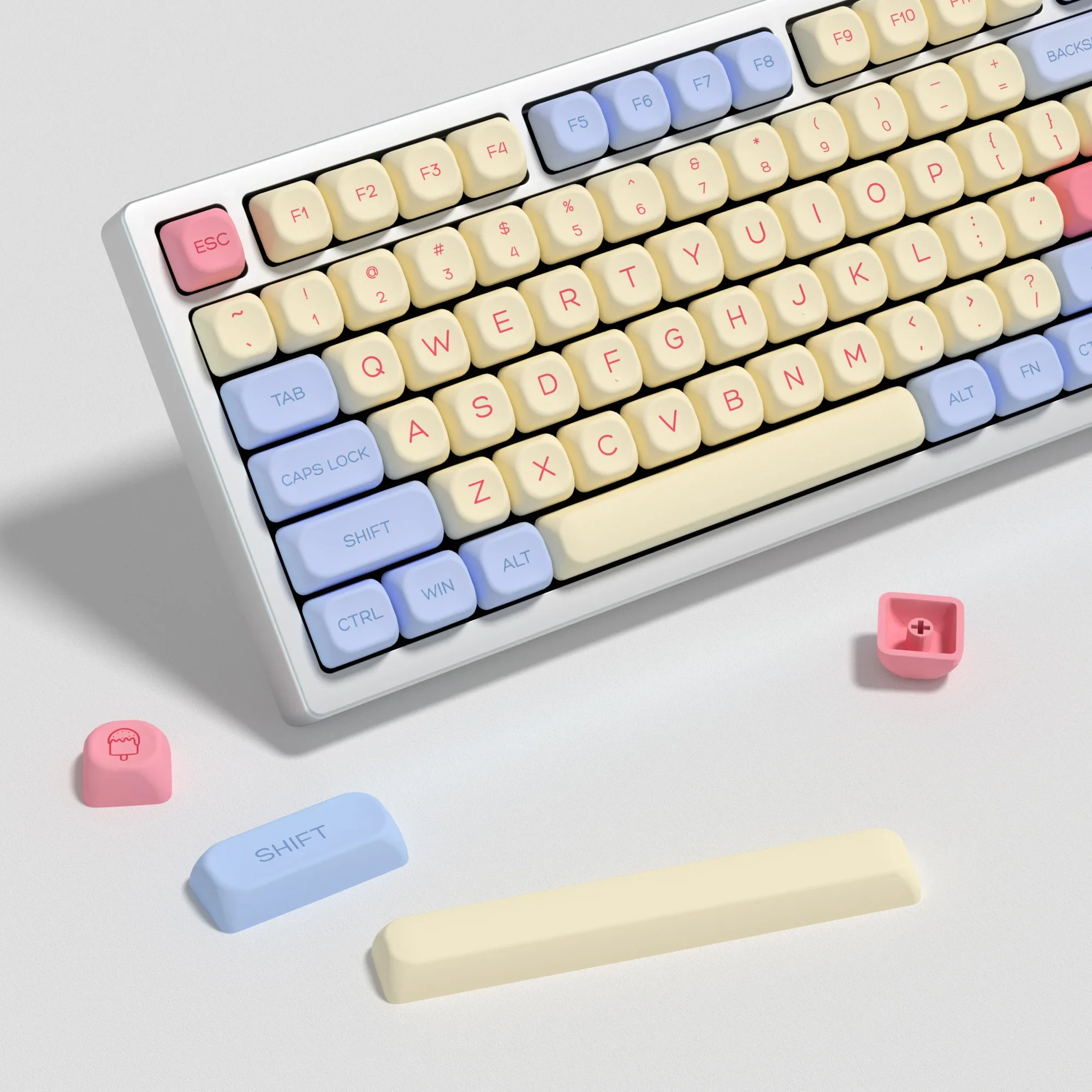 KBDiy 138 Keys/Set KOA Profile PBT Cute Marshmallow Keycaps for Mechanical Keyboard Keycap for crush80 raven68 mad 60he ak820