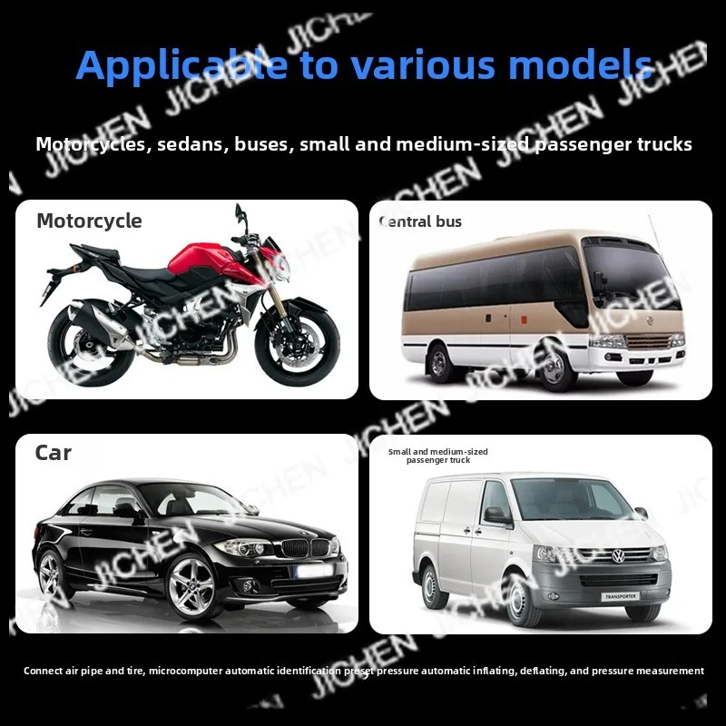 Gonfiatore automatico per pneumatici Pressione preimpostata Ricarica automatica Sgonfiaggio per auto Pompa portatile Display digitale monocilindrico