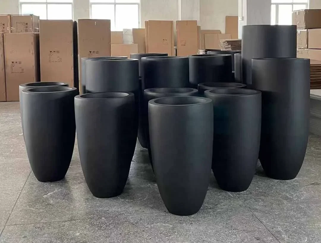 Wholesale Round Extra Large Garden Fiberglass Flower Pot Concrete Outdoor Plant Pots for Livingroom