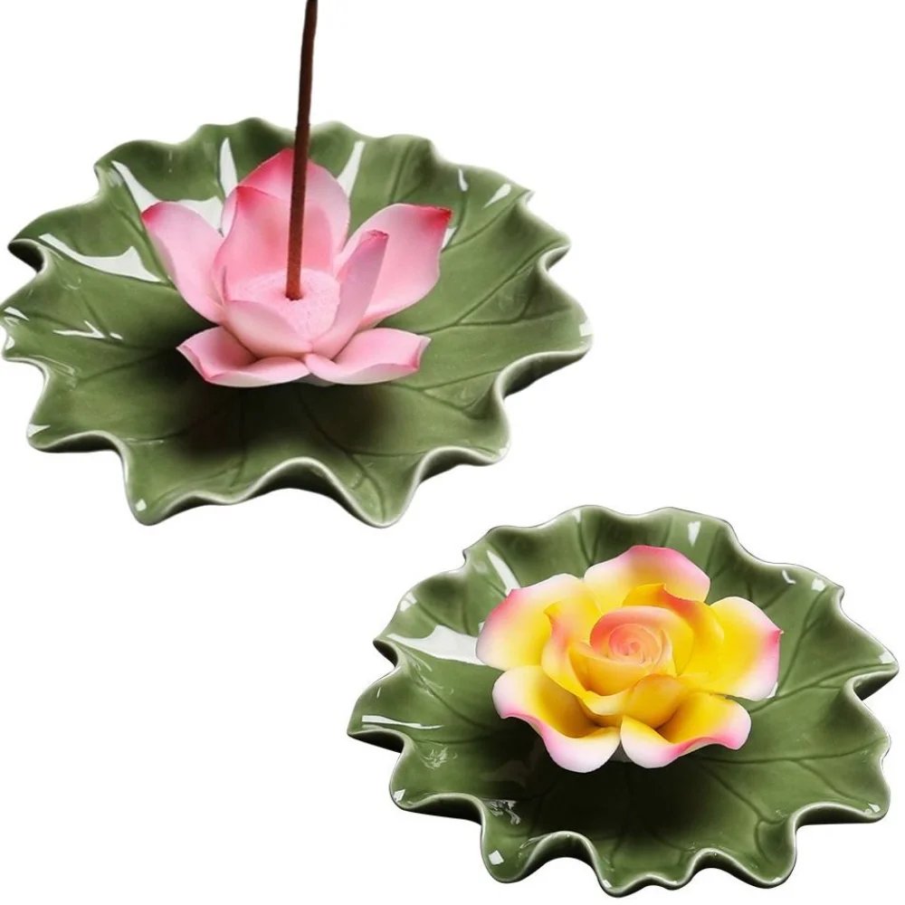 

New Imitation Floral Thread Incense Holder Retro Style Zen Ceramic Incense Tray Easy To Clean Lotus Incense Holder Tea Room