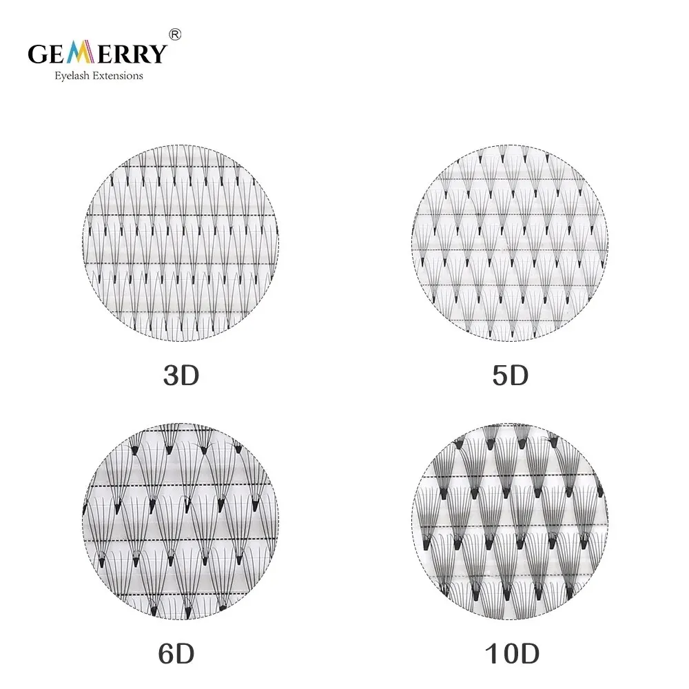 Gemerry Premade Volume Fans Lashes 3D/5D/6D/10D/16D Short Stem Eyelash Extensions Bunches Russian Volume Fake Eyelashes Clust