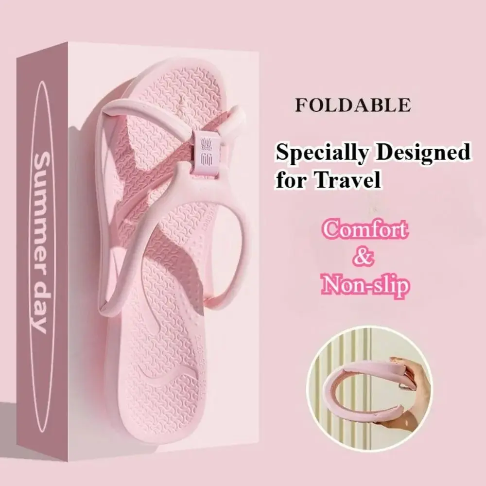 

Flip Flops Portable Women Folding Slippers Non-slip Soft Slides Travel Sandals Comfortable Flat Heels EVA Shoes Indoor