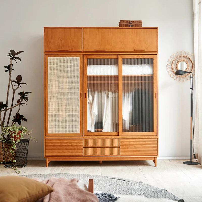 Clothes Storage Cabinet Wardrobes For The Room Sliding Door Wardrobe Assembly Closet Simple Small Bedroom Dressing Double Wooden