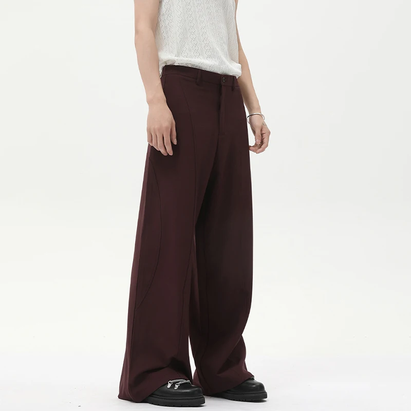 Luzhen 2025 nova cor sólida bonito na moda solta em linha reta calças casuais dos homens de alta qualidade calças largas roupas masculinas jy2138