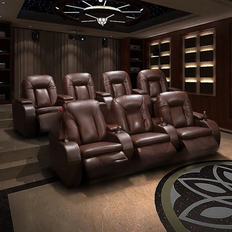 

electric recliner relax chair theater Cinema living room Sofa BED functional genuine leather couch corner 3 seater