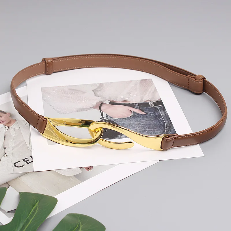 

Woman Fashionable Hook Pull-out Adjustment Pressure Line Cowhide Belt Women's Decorative Dress Jacket Casual Versatile Belts