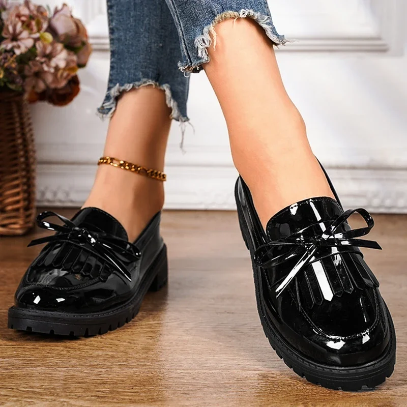 Casual Round Toe Rubber Pumps for Women2024new Hot Sale Summer Fashion Deep Mouth Ladies Shoes Slip-on Low Heel Pu Pumps Zapatos image 5