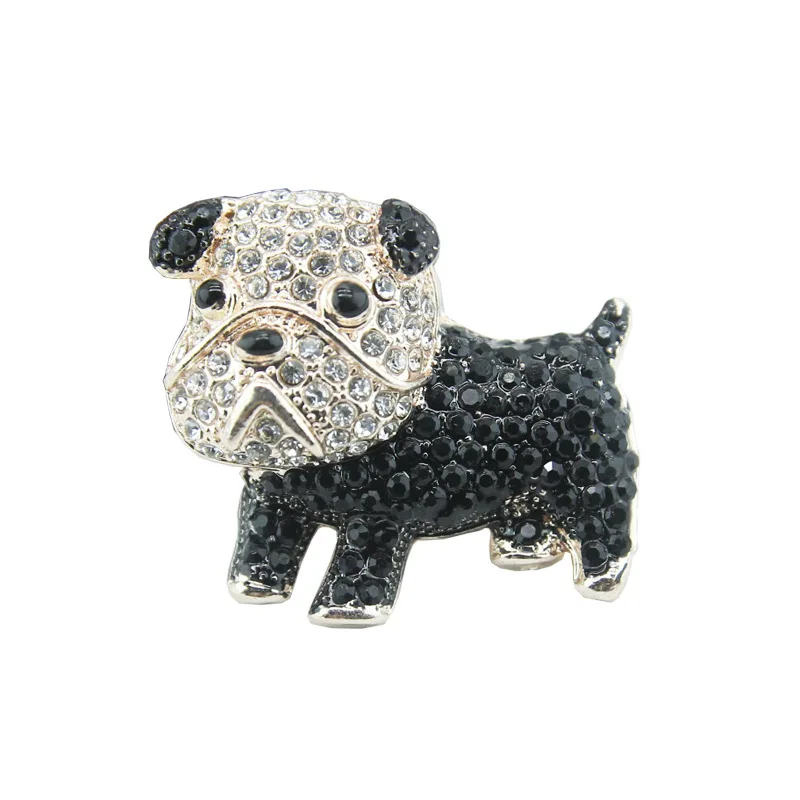 Luxury Full Rhinestone Lovely Fadou Shar Pei Dog Brooches For Women Unisex Black White Puppy Dog Animal Brooch Pins Jewelry Gift