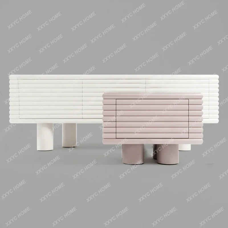 

M Modern simple TV cabinet white piano audio-visual cabinet creative personality bedside table