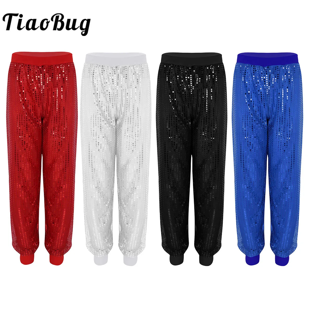 Womens Hip Hop Dance Wear Sparkly Sequin Jazz Costumes Shiny Baggy Pants Harem Pants For Street Dance Rave Party Clubwear