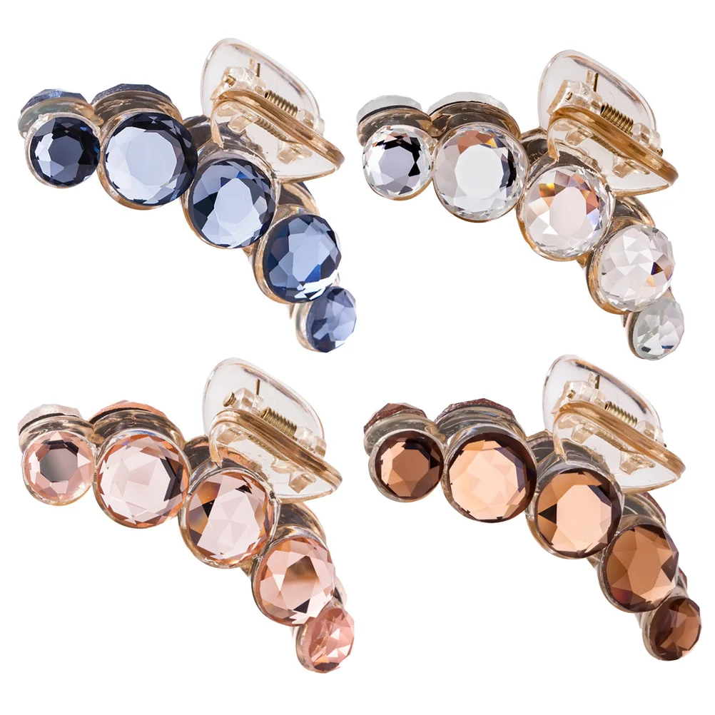 

4pcs Crystal Jaw Women Simple Ponytail Jaw Hair Catch Clip Daily Ponytail Clips Festival Catch Clip Use