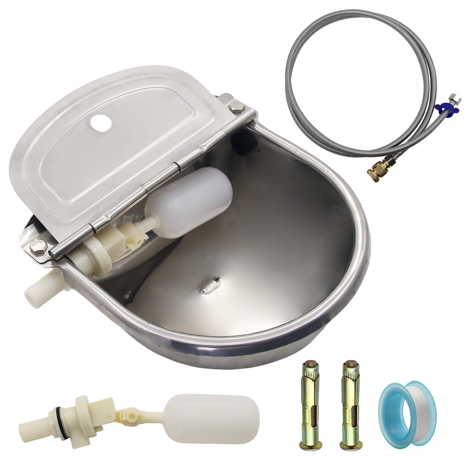 الفولاذ المقاوم للصدأ دون ثقب الصرف التلقائي تعويم شارب الزراعة حوض الحصان البقرة وعاء الماء لوازم الأغنام الكلب الماعز الماشية