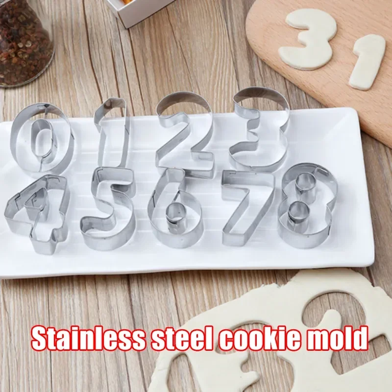 9 Pcs 0-8 Number Shape Cookie Biscuit Cutter Mould Stainless Steel Baking Mold J2Y