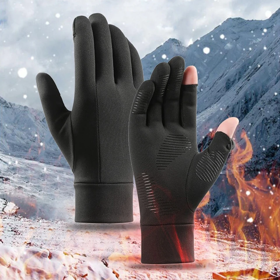 GTUBIKE Winter warme Fahrradhandschuhe Touchscreen Outdoor Liner Handschuhe mit fingerlosem Design, geeignet für Outdoor-Sportarten
