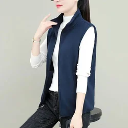 2025 New Autumn Winter Waistcoat Women Granular Velvet Vest Stand-up Collar Thicken Warm Coat Sleeveless Jacket Loose Female Top