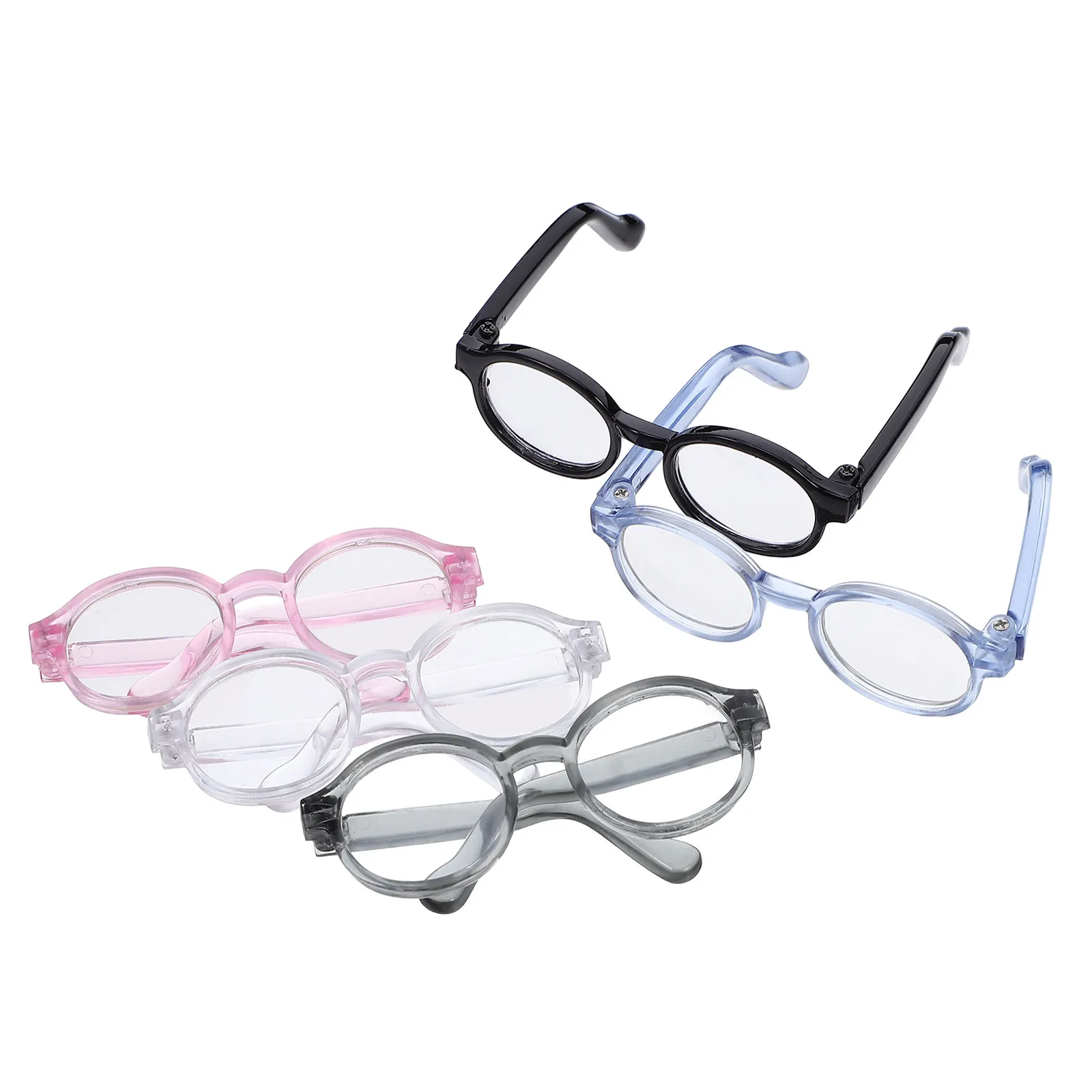 

5Pcs Mini Eyeglasses Circle Style Clear Lens Lightweight Plastic Glasses Costume Accessories Dollhouse Craft Pets Cosplay