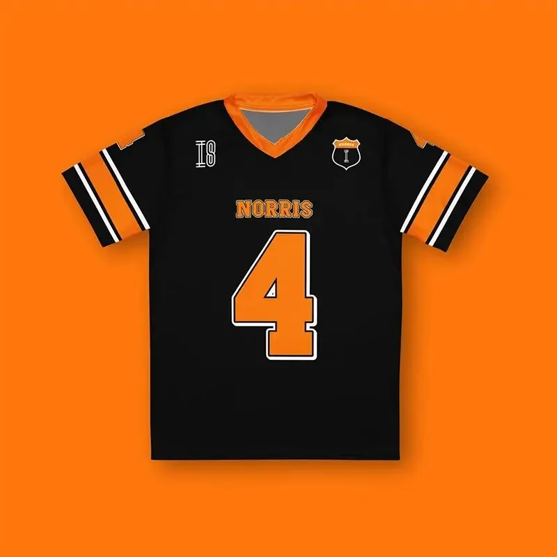 Men Women New Lando Norris Mclaren F1 Football Jersey Formula One Shirt V-Neck Breathable Quick Drying Short Sleeved T-Shirt image 3
