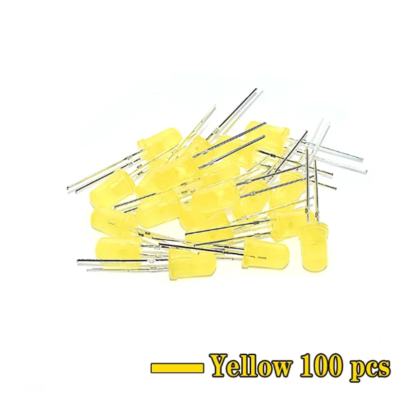 100PCS 5MM F5 LED Diode 5 mm Light Assorted Kit Green Blue White Yellow Red COMPONENT DIY kit