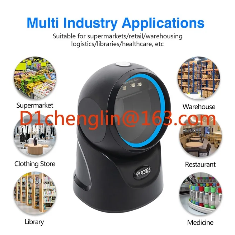 9601D 2D Omnidirectional Qr Code Reader Auto Sensing Desktop Barcode Scanner for Retail Store Supermarket Mall Business