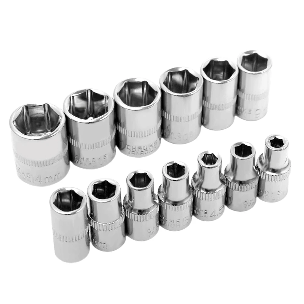 1pc 4-14mm 1/4in Head Hex Keys Socket Wrench Metric Double End Hexagons Sleeve Impact Socket Conversion Adapter Tool