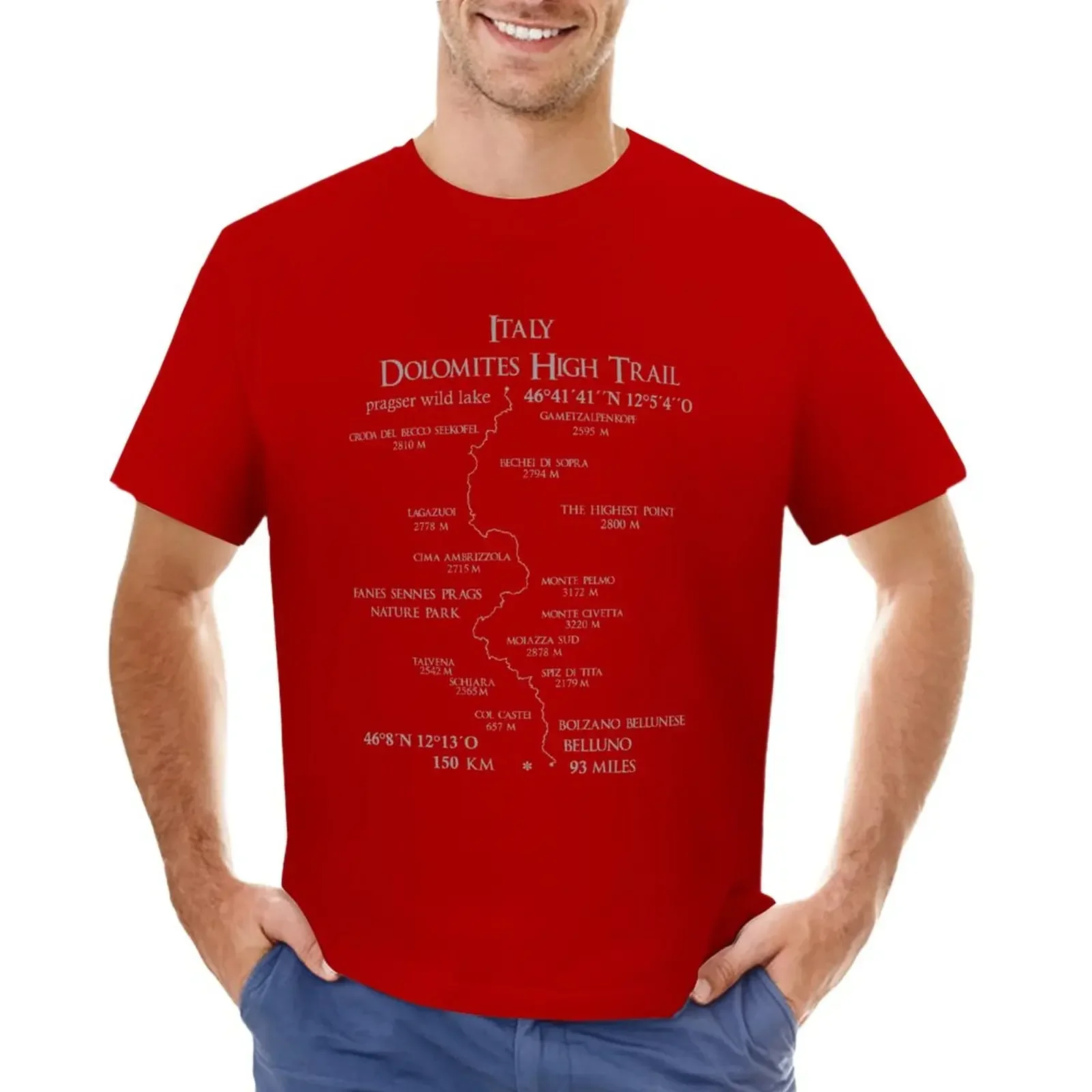 Italy Dolomites High Trail 1 T-Shirt customs design your own anime mens tall t shirts Hot Sale Crewneck Round Neck Short Sleeve