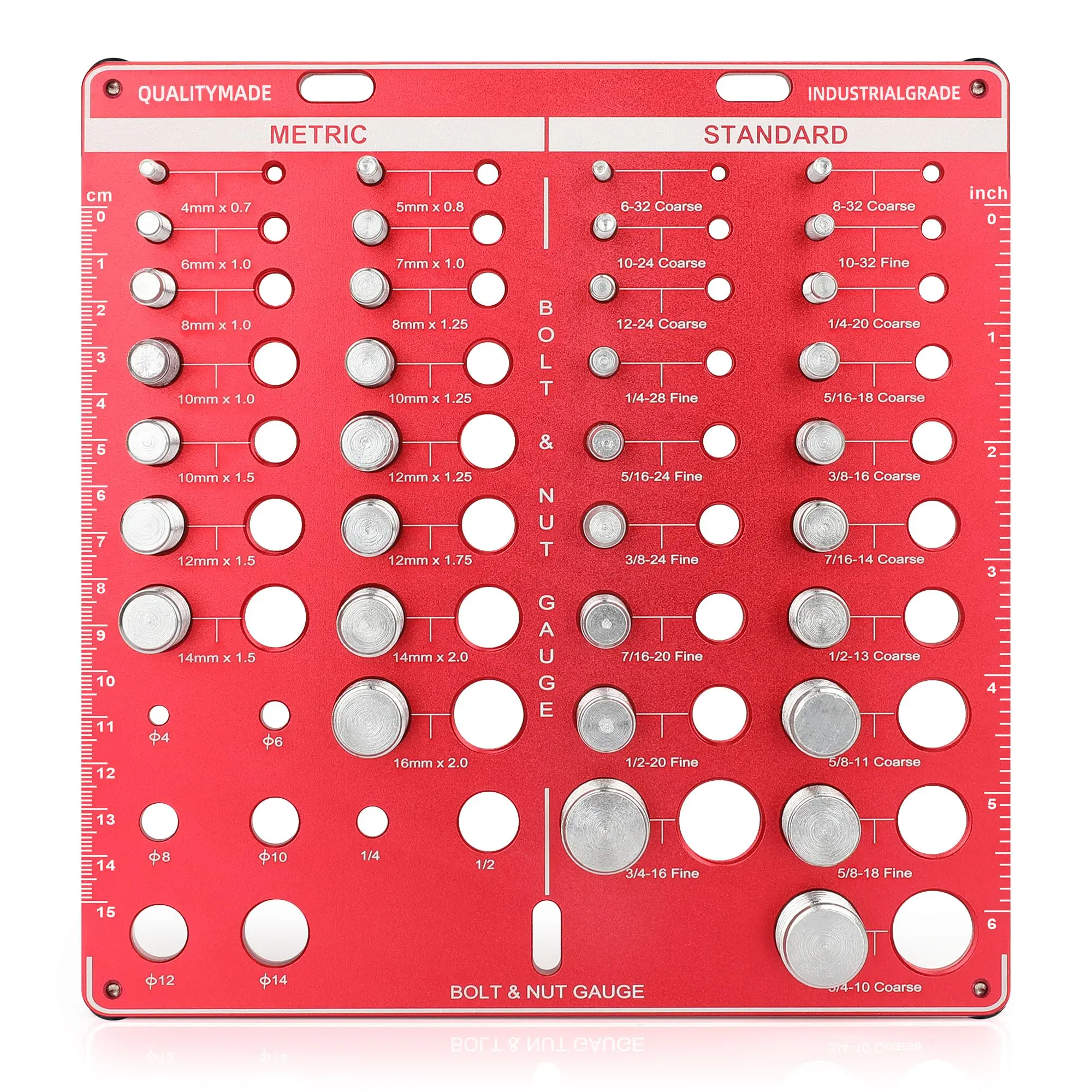 Nut and Bolt Thread Checker, Bolt Size and Thread Gauge, Bolt Gauge with 19 Standard & 15 Metric, 8 Drill Bit Gauge