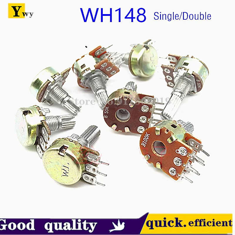 WH148 Single/Double Potentiometer B1K 2K 5K 10K 20K 50K 100K 250K 500K 1M