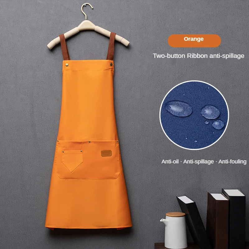 Angepasst Stickerei Druck Logo Unterschrift Wasserdichte Küche Schürzen Hause Chef Backen Kleidung Mit Taschen Erwachsene Lätzchen Taille Tasche