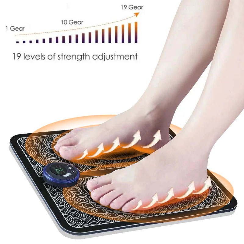 Electric Foot Massager Pad Therapy Machine Fully Automatic Foot Meridian Pressing Device EMS Muscle Massage Fitness USB Charging