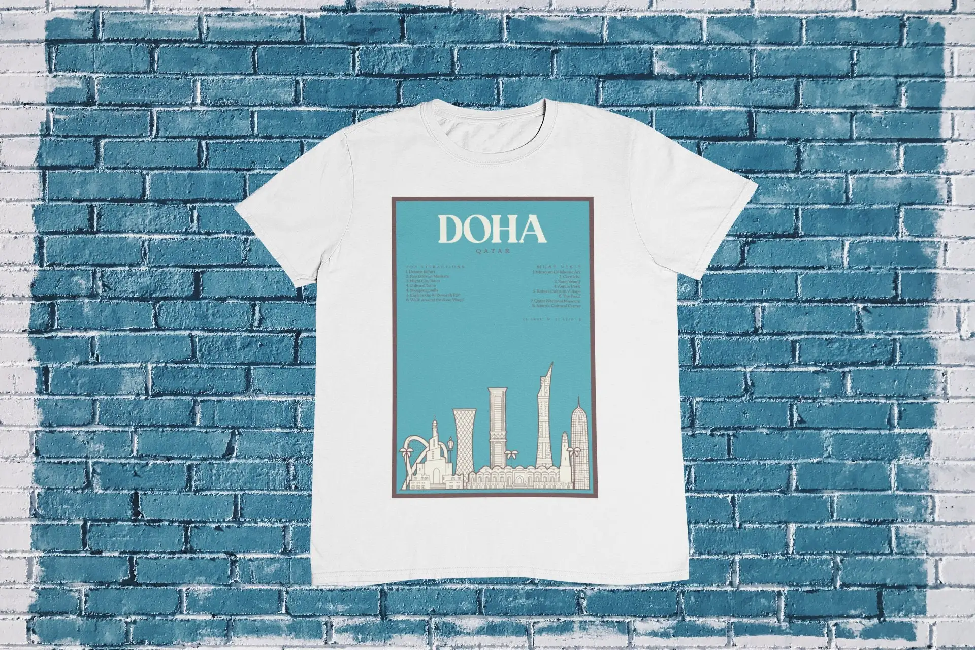 Doha T Shirt Visit Qatar Capital Of Souq Waqif Pearl Corniche Al Zubarah Fort 100 Cotton